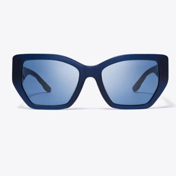 NWT! NEW! Tory Burch Kira Oversized Geometric Sunglasses -Tran Navy /Dark Blue main image 5